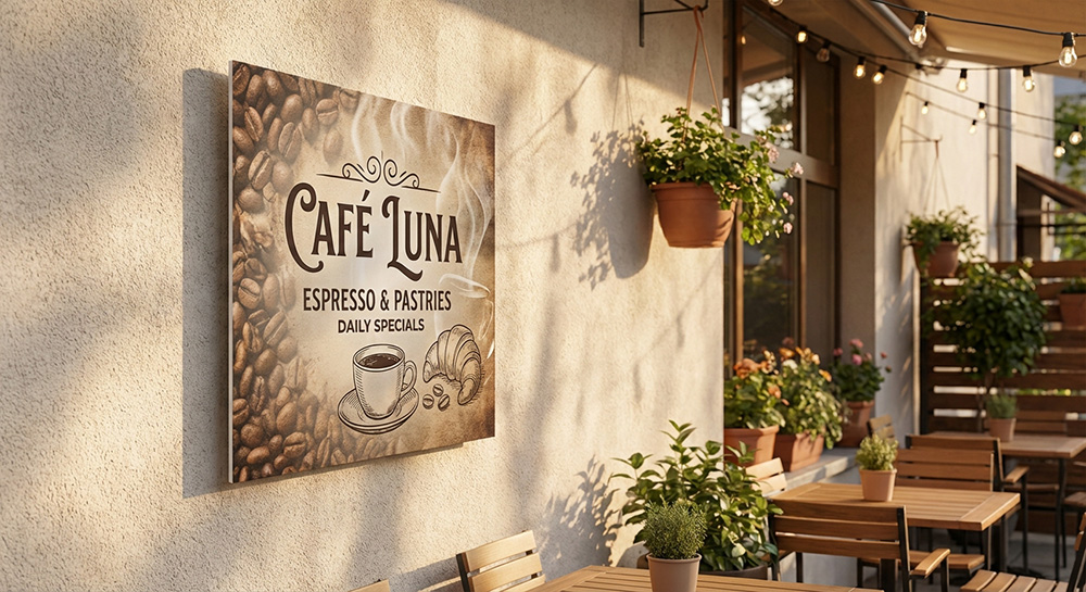 Custom sintra sign for a coffee shop | Banners.com