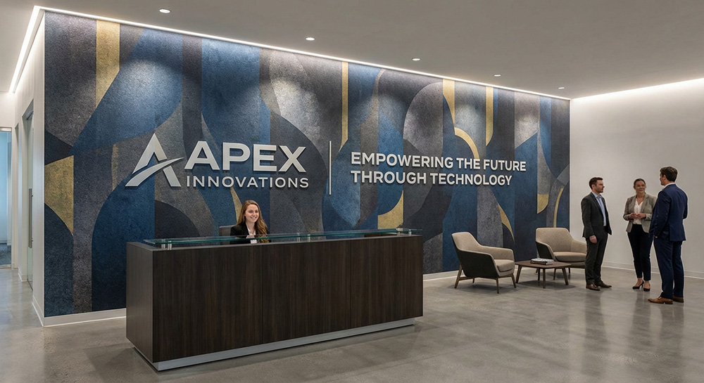Custom wallpaper in a corporate setting | Banners.com
