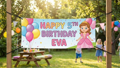 5th Birthday Eva - Birthday Banner | Banners.com