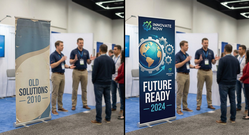 Replacement banner for a retractor at a trade show | Banners.com