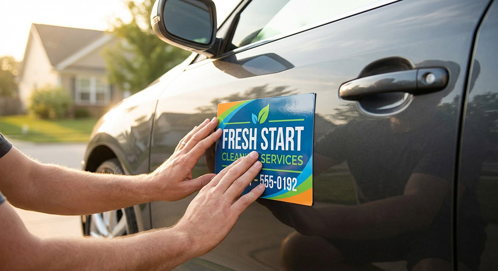 Custom car magnet for a cleaning service | Banners.com