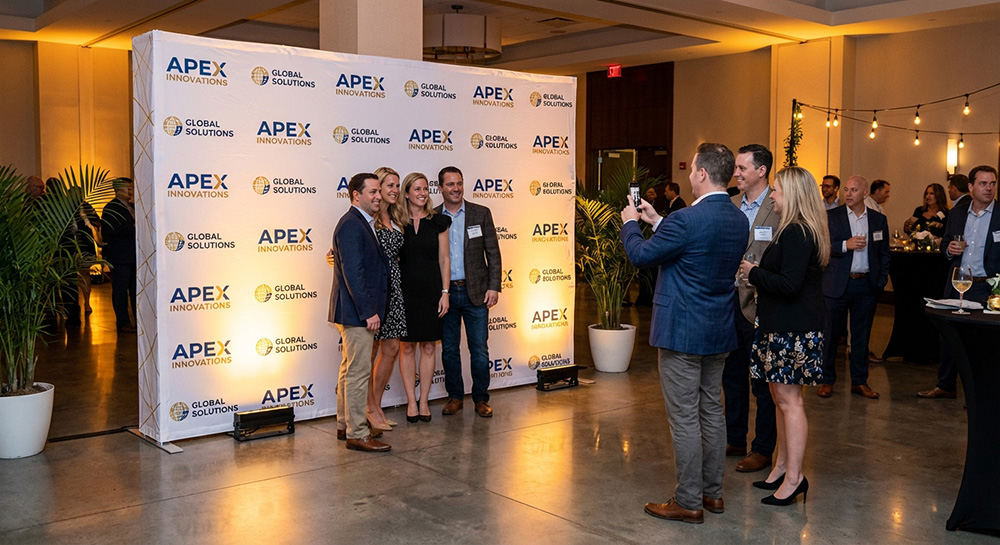 Corporate themed backdrop banner | Banners.com