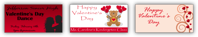 various valentines days banner designs displayed in a row
